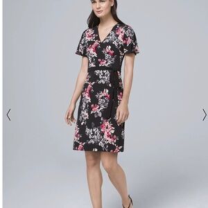 White House Black Market Reversable  Floral/Geo Print Faux Wrap Dress Size 2
